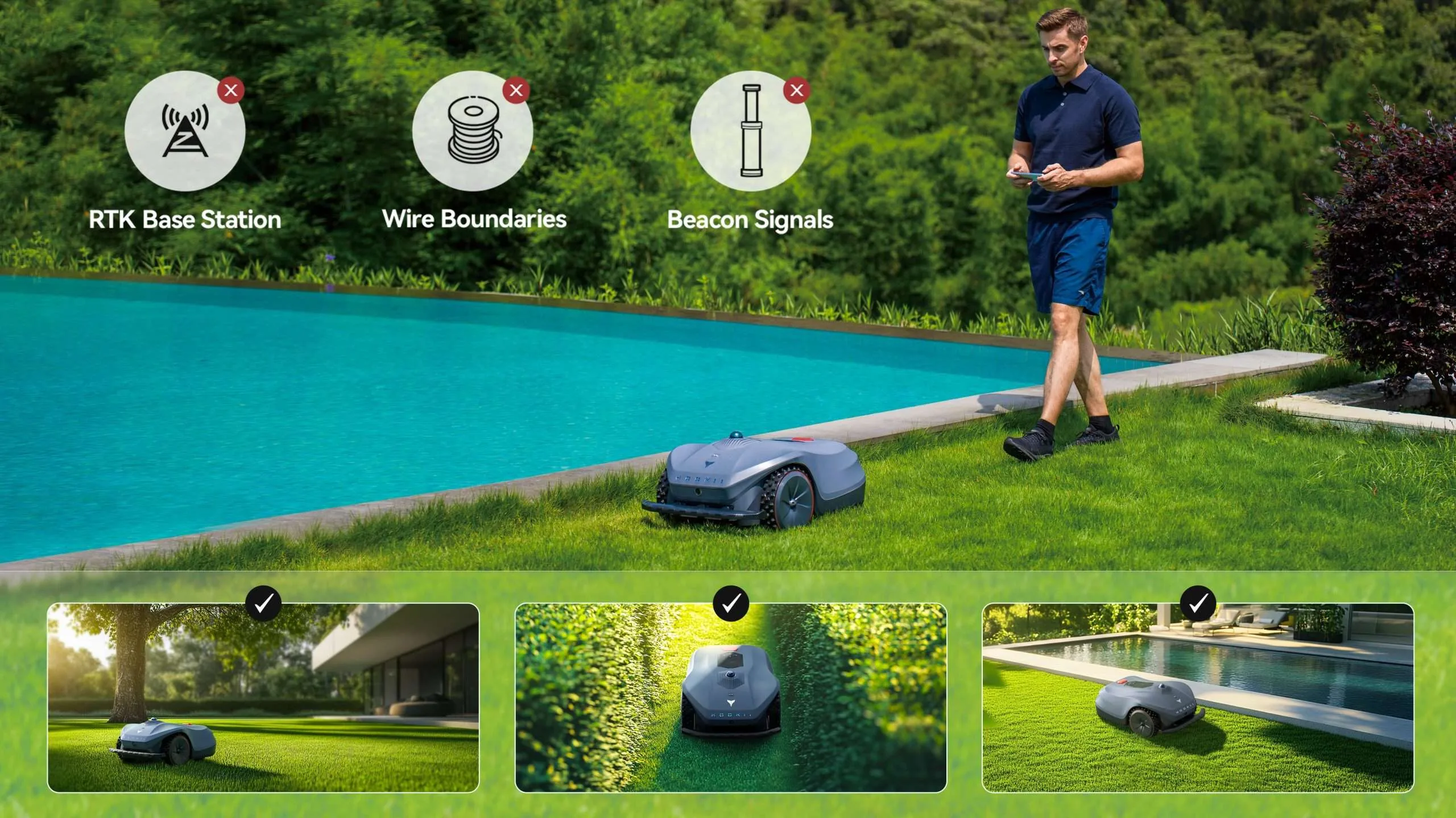 Robotgräsklippare vid pool